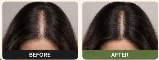 Female hair before and after comparison